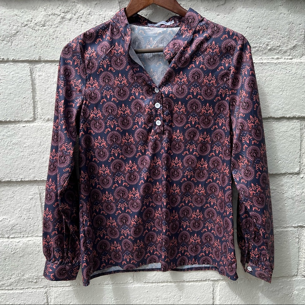 Misslook paisley like print long sleeve blouse — size small - Picture 2 of 7